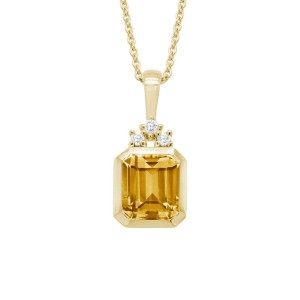 14kt Yellow Gold Citrine And Diamond Pendant Necklace