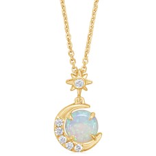 Parle 14kt Yellow Gold Opal And Diamond Pendant Necklace