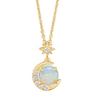 Parle 14kt Yellow Gold Opal And Diamond Pendant Necklace