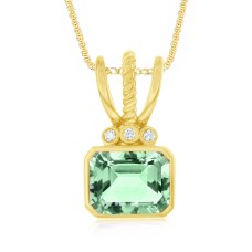 Michou 18kt Yellow Gold Green Amethyst And Diamond Pendant. 