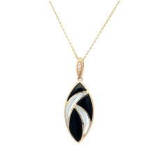 Kabana14kt Yellow Gold Onyx And Mother-of-pearl Pendant Necklace