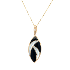 Kabana14kt Yellow Gold Onyx And Mother-of-pearl Pendant Necklace