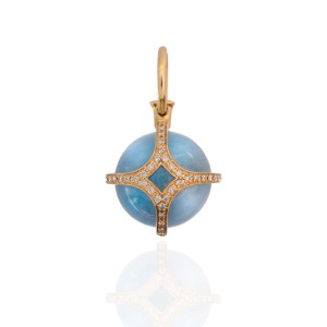 Lawson Dahl 18kt Yellow Gold Aquamarine And Diamond Pools Of Light Pendant