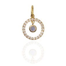 Lawson Dahl 18kt Yellow Gold Diamond And Moonstone "Petit Halo" Pendant
