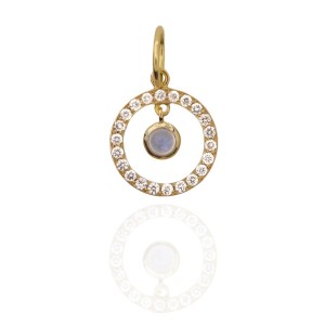 Lawson Dahl 18kt Yellow Gold Diamond And Moonstone "Petit Halo" Pendant