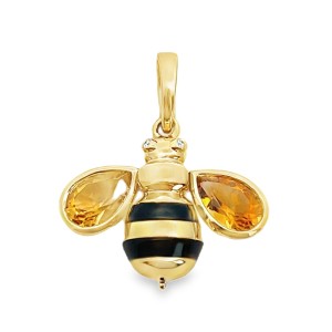 Gumuchian 18kt Yellow Gold Citrine, Onyx, And Diamond Bee 