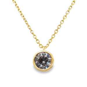 14kt Yellow Gold Purple Sapphire Solitaire Pendant Necklace
