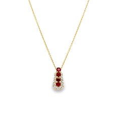 Christophe Danhier 18kt Yellow Gold Ruby Diamond Halo Pendant