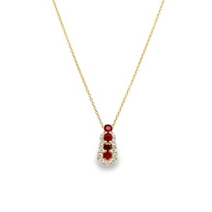 Christophe Danhier 18kt Yellow Gold Ruby Diamond Halo Pendant