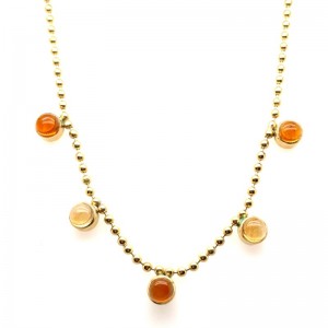 Estate 18kt Yellow Gold Citrine Beaded Necklace