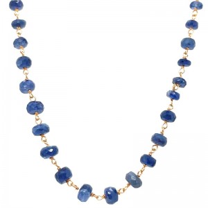 Estate 18kt Yellow Gold Sapphire Beaded Necklace