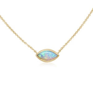 Parle 14kt Yellow Gold Bezel-Set Opal Necklace