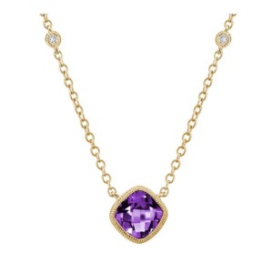14kt Yellow Gold Amethyst And Diamond Necklace