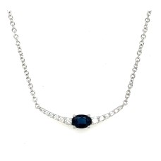 18kt White Gold Sapphire And Diamond Crescent Necklace