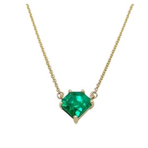 14kt Yellow Gold Kite-shaped Emerald Necklace