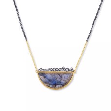 Lika Behar 24kt Gold And Oxidized Sterling Silver "Dylan Half Moon" Labradorite Necklace