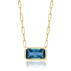 David Kord 14kt Yellow Gold London Blue Topaz Necklace
