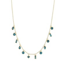 Sloane Street 18kt Yellow Gold Blue Topaz Dangles Necklace