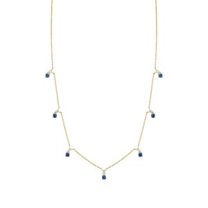 Sloane Street 18kt Yellow Gold Sapphire And Diamond Dangle Stations Necklace