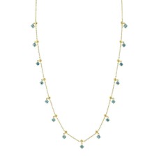 Sloane Street 18kt Yellow Gold Aquamarine Dangle Station Necklace