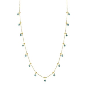 Sloane Street 18kt Yellow Gold Aquamarine Dangle Station Necklace