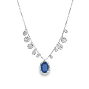 Estate Meira T 14kt White Gold Sapphire And Diamond Charm 