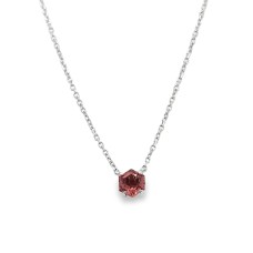14kt White Gold Red-orange Hexagon Sapphire Necklace