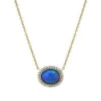 Sloane Street 18kt Yellow Gold Opal And Diamond Halo Necklace