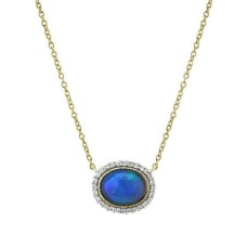 Sloane Street 18kt Yellow Gold Opal And Diamond Halo Necklace Sloane Street 18kt Yellow Gold Opal And Diamond Halo Necklace