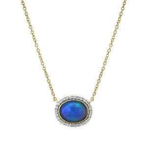 Sloane Street 18kt Yellow Gold Opal And Diamond Halo Necklace