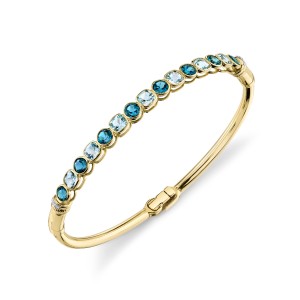 Sloane Street 18kt Yellow Gold Blue Topaz And Diamond Bangle Bracelet