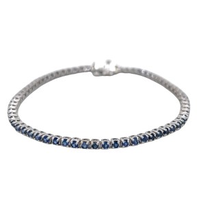 14kt White Gold Sapphire Skinny Tennis Style Bracelet