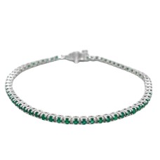 14kt White Gold Emerald Skinny Tennis Style Bracelet