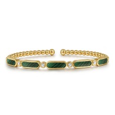 Gabriel & Co. 14kt Yellow Gold, Malachite And Diamond "Bujukan" Cuff Bracelet