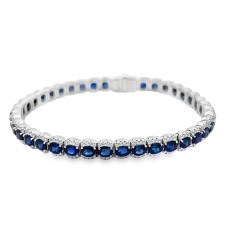 14kt White Gold Sapphire And Diamond Straight-line Bracelet