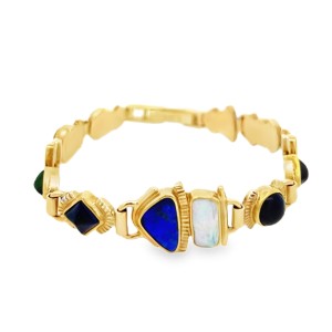 Estate Yellow Gold Multi-gemstone Bracelet