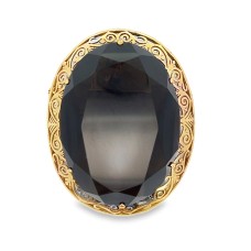 Estate 14kt Yellow Gold Smoky Quartz Brooch/ Pendant