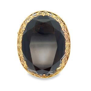 Estate 14kt Yellow Gold Smoky Quartz Brooch/ Pendant