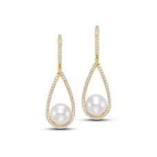 Mastoloni 18kt Yellow Gold Pearl And Diamond Dangle Earrings