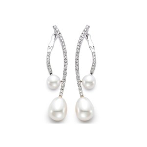 Mastoloni 18kt White Gold Pearl And Diamond "Vine" Earrings