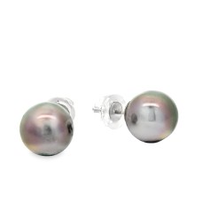 Estate 14kt White Gold Tahitian Pearl Stud Earrings