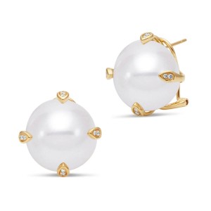 Mastoloni 18kt Yellow Gold, Pearl And Diamond "Fireball" Earrings