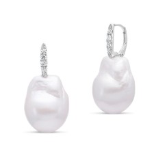 Mastoloni 18kt White Gold Pearl And Diamond "Fireball Amagansett" Earrings