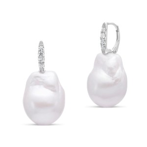 Mastoloni 18kt White Gold Pearl And Diamond "Fireball Amagansett" Earrings