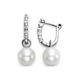 Mastoloni 18kt White Gold Diamond And Pearl Dangle Earrings