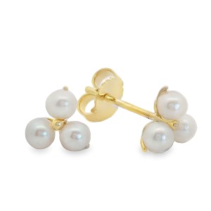 Mastoloni 14kt Yellow Gold Trinity Pearl Stud Earrings