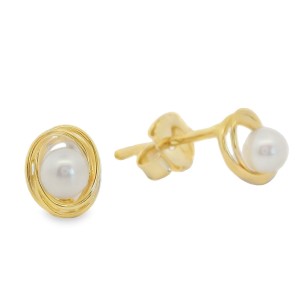Mastoloni 14kt Yellow Gold Freshwater Pearl Oval Swirl Earrings