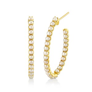 Sloane Street 18kt Yellow Gold And Pearl Oval Hoop Earrings