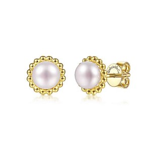 Gabriel & Co. 14kt Yellow Gold Bujukan Pearl Stud Earrings