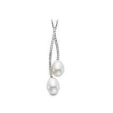 Mastoloni 18kt White Gold Pearl And Diamond "Vine" Pendant Necklace